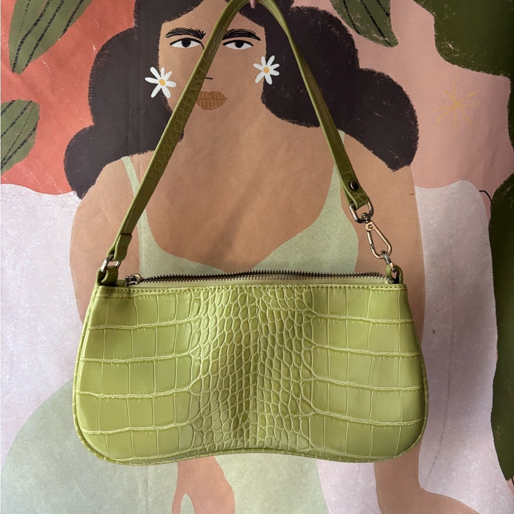 JW PEI Sage Green Crocodile Shoulder Bag